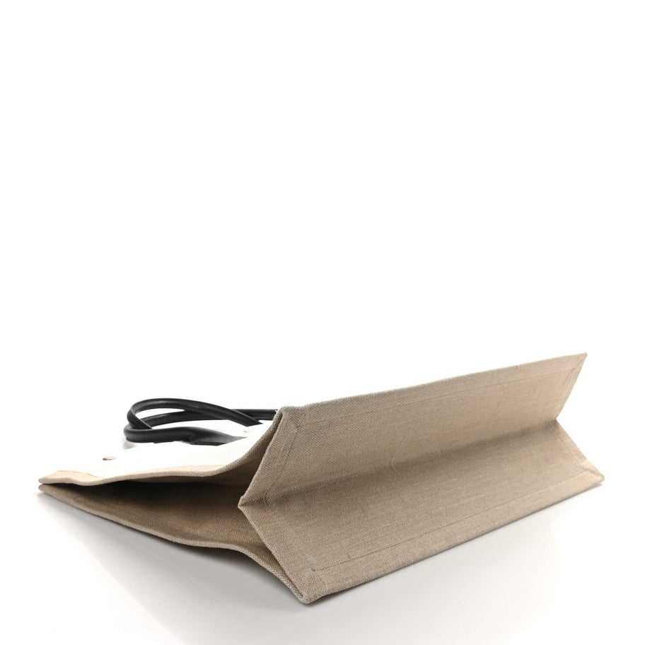 Saint Laurent Linen Calfskin Rive Gauche Tote Greggio Natural Image 4