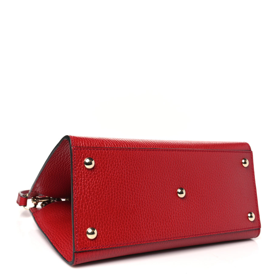 Gucci Dollar Calfskin Medium Soho Top Handle Satchel Hibiscus Red Image 4