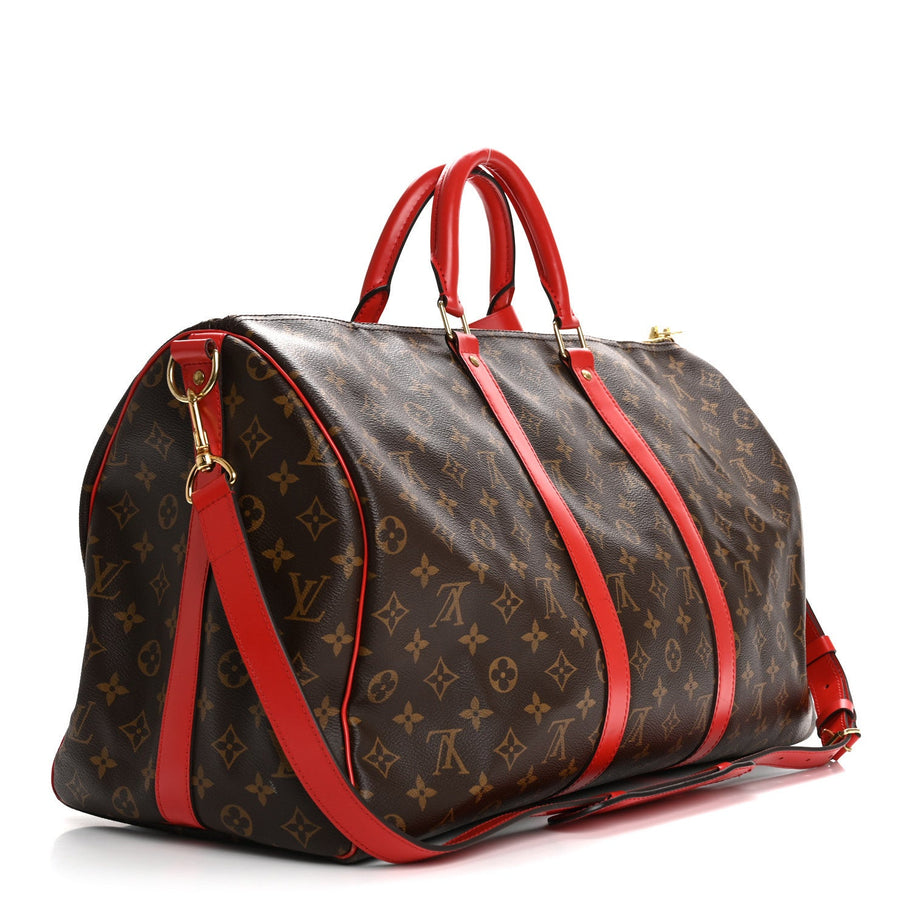 Louis Vuitton Calfskin Monogram Keepall Bandouliere 50 Coquelicot Image 2