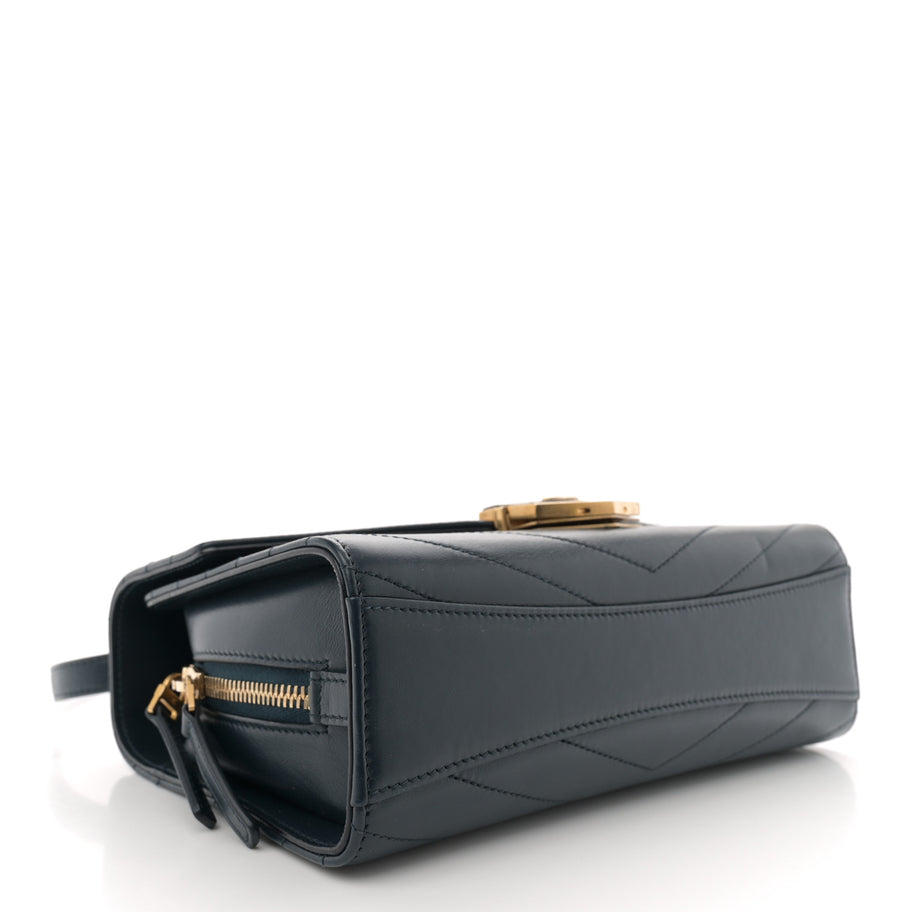 Chanel Calfskin Chevron Quilted Medal Flap Navy Image 4