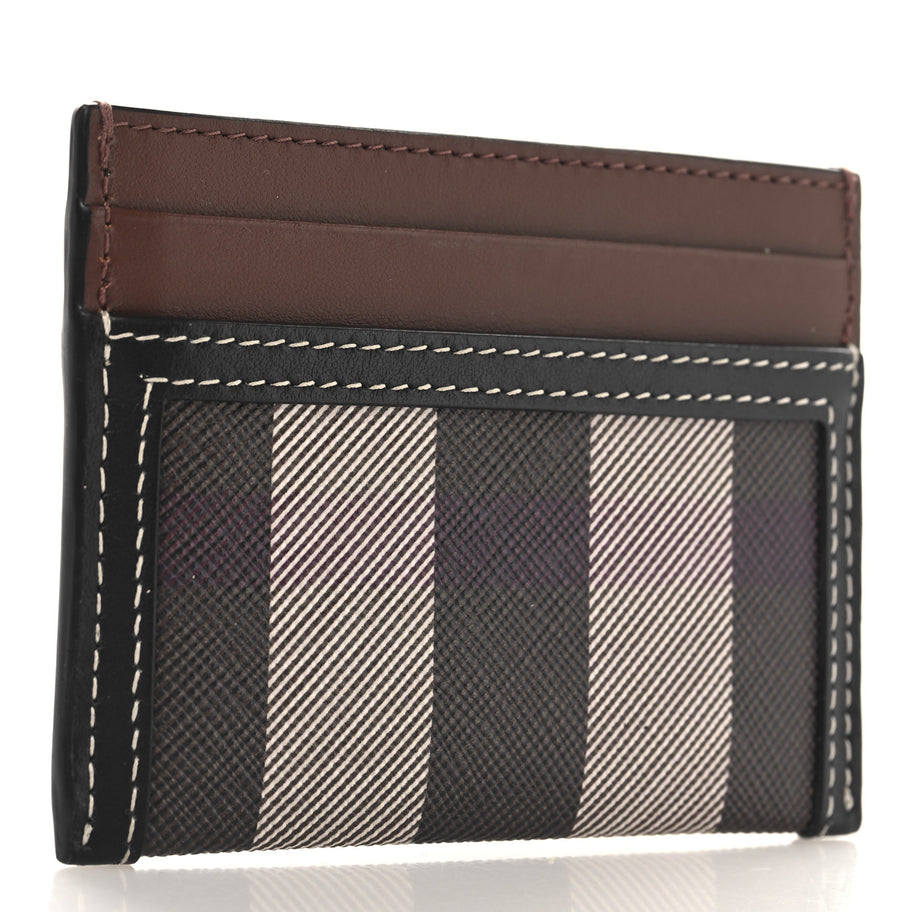 Burberry E-Canvas Calfskin Sandon Check Card Case Dark Birch Image 3