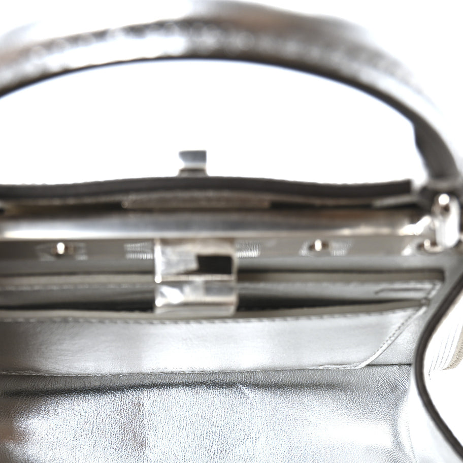 Fendi Crystal Vitello Laminato FF Petite Peekaboo I SEE U Satchel Crystal Argento Image 5