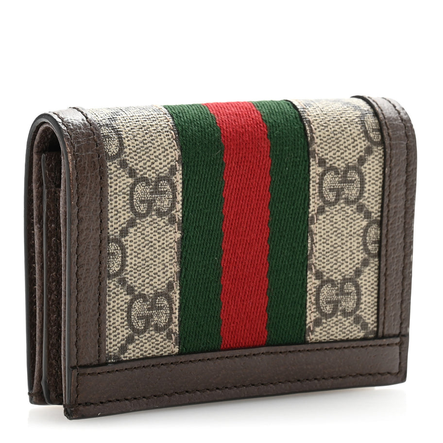 Gucci GG Supreme Monogram Web Ophidia Card Case Beige New Acero Image 3