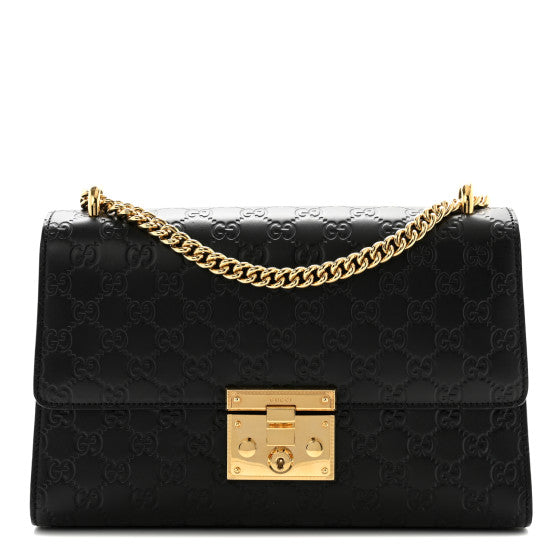 Gucci Guccissima Medium Padlock Shoulder Bag Black Image 1