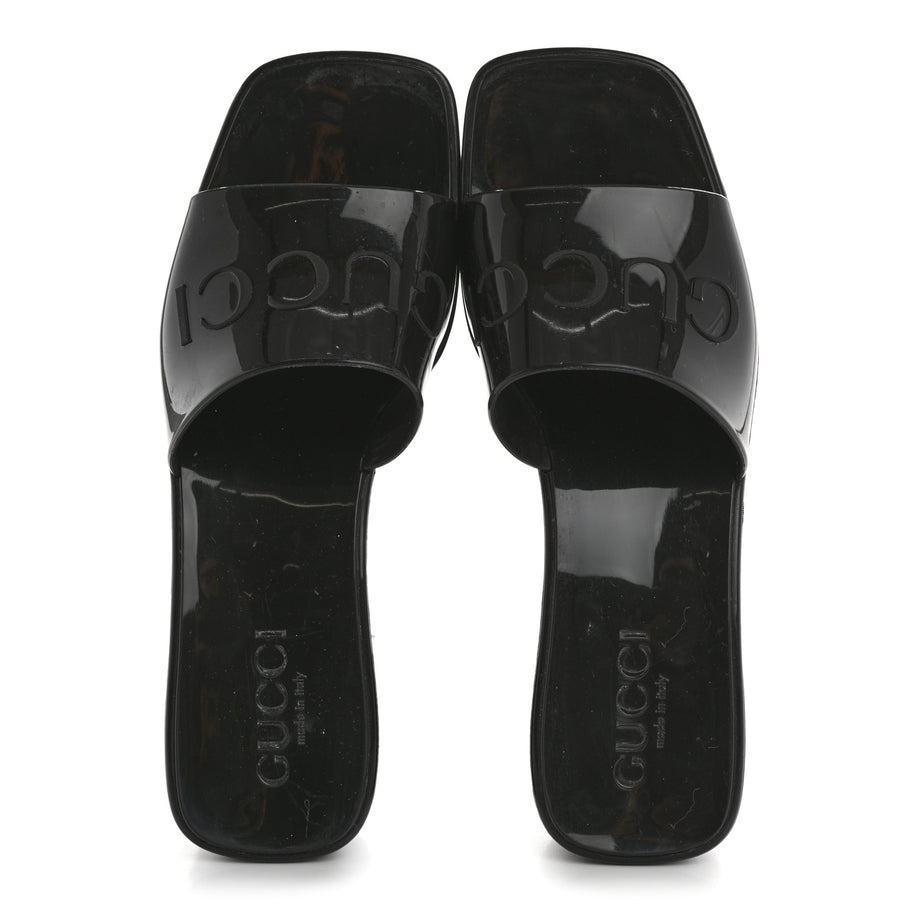 Gucci Rubber Logo Womens Platform 20/60mm Slide Sandals 35 Black Image 2