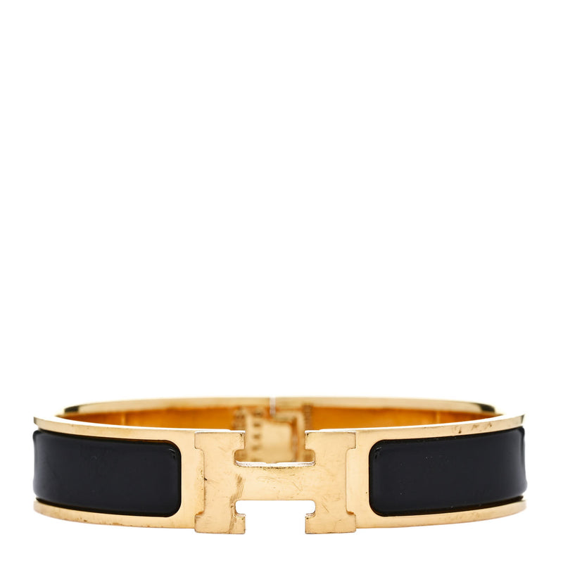  Hermes Enamel Narrow Clic Clac H Bracelet PM Black