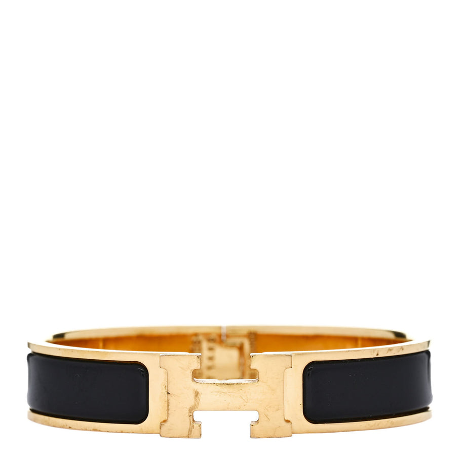 Hermes Enamel Narrow Clic Clac H Bracelet PM Black Image 1