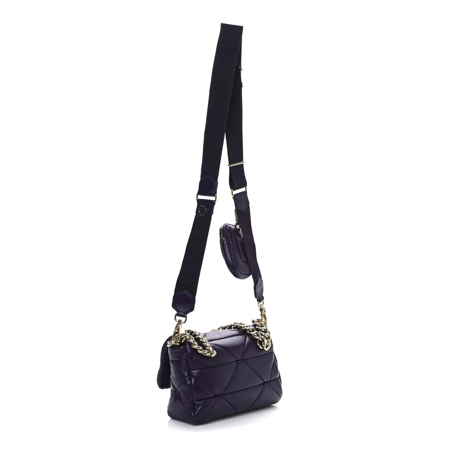 Prada Nappa Re-Nylon Triangle Quilted Patchwork System Flap Shoulder Bag Viola Image 3