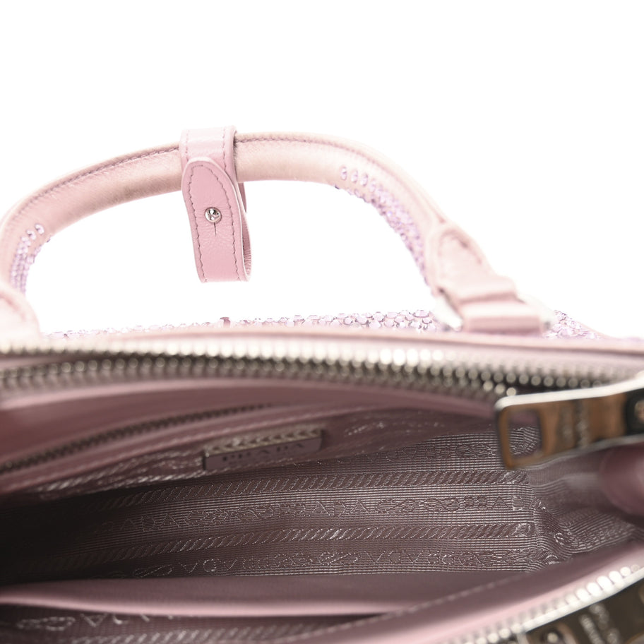 Prada Satin Crystal Mini Galleria Double Zip Tote Alabastro Image 5