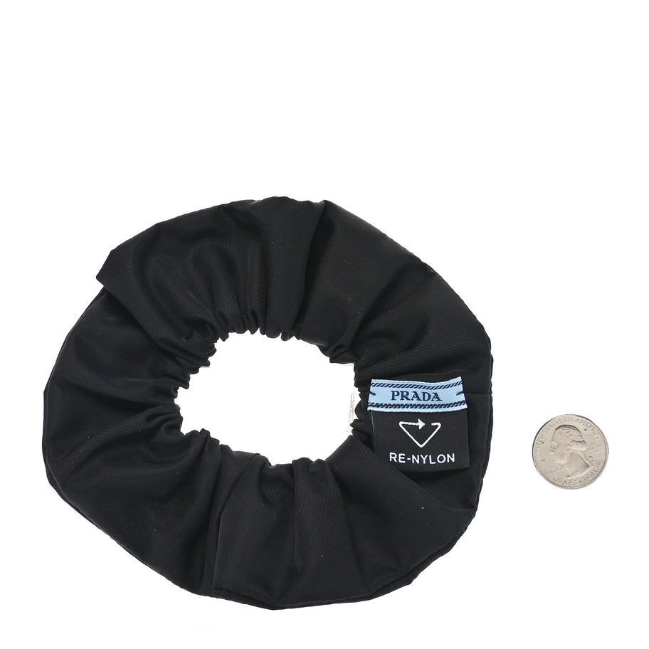 Prada Re-Nylon Metal Logo Scrunchie Black Image 2