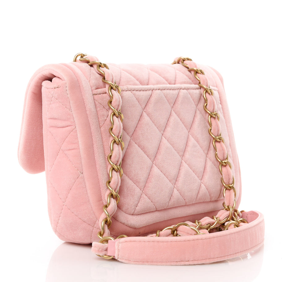 Chanel Velour Quilted Mini Double Frame Flap Rose Image 3
