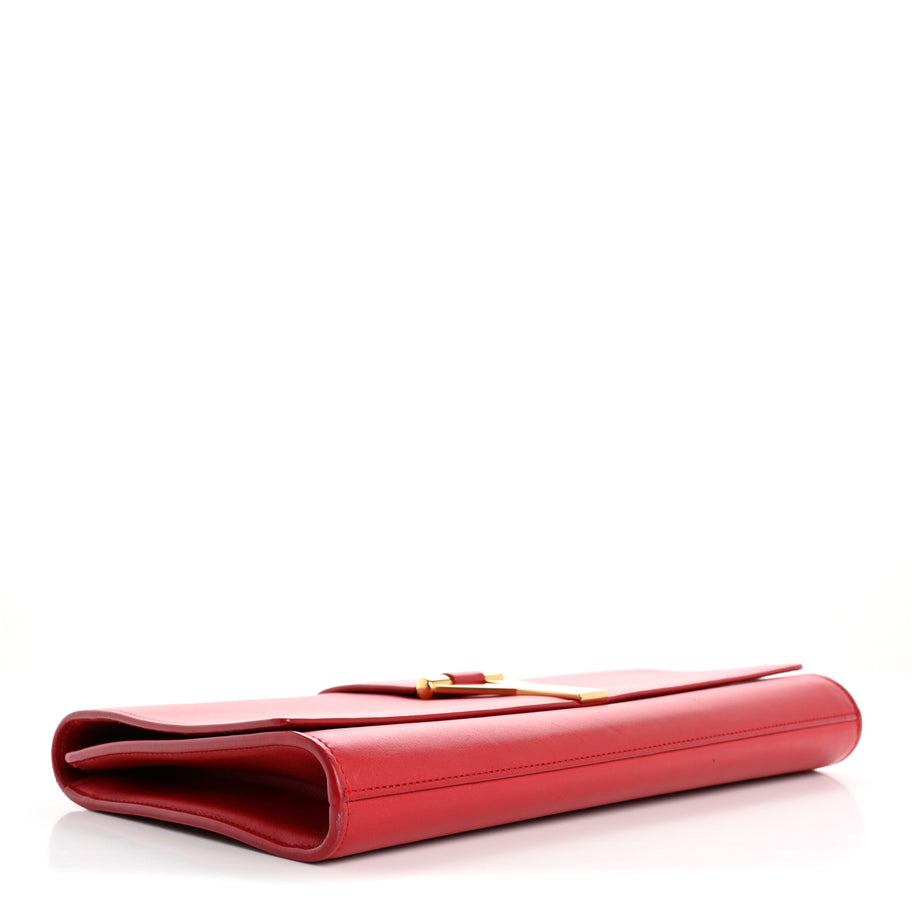 Saint Laurent Calfskin Classic Y Ligne Clutch Rouge Orient Image 4