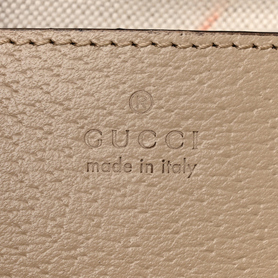 Gucci GG Supreme Monogram Textured Dollar Calfskin Web Small Ophidia Tote Bag Beige Mystic White Oatmeal Image 6