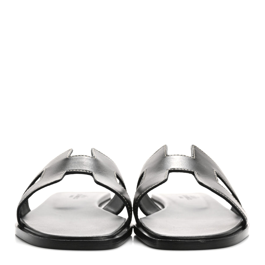 Hermes Box Calfskin Oran Sandals 36.5 Black Image 3