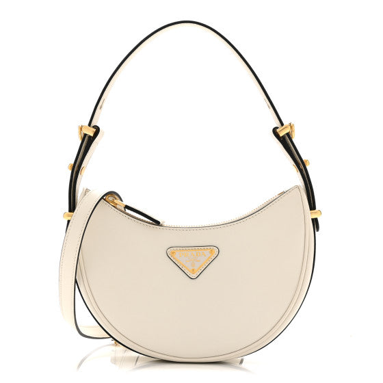 Prada Soft Calfskin Mini Arque Shoulder Bag White Image 1