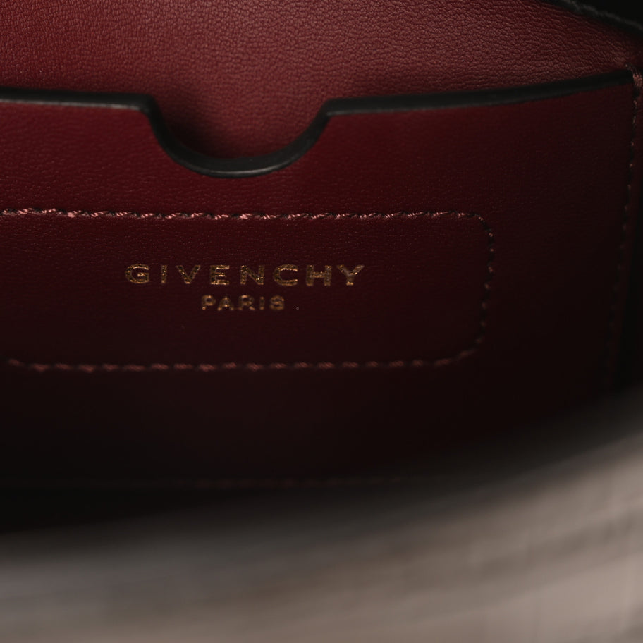 Givenchy Calfskin Crocodile Embossed Eden Mini Top Handle Black Image 6