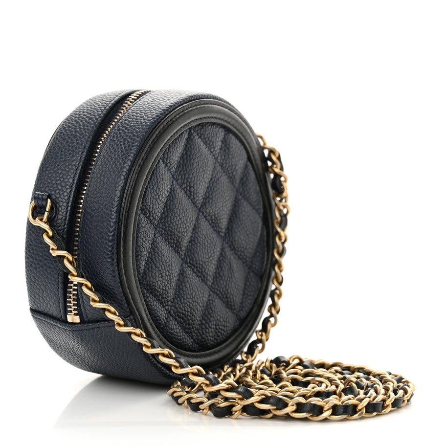 Chanel Caviar Quilted Round Filigree Crossbody Navy Black Image 3