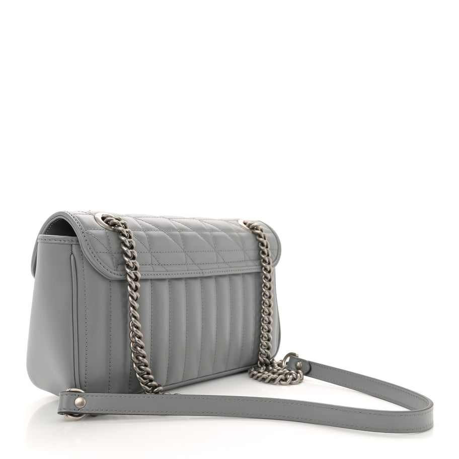 Gucci Calfskin Matelasse Aria Small GG Marmont Shoulder Bag Deep Grey Image 3