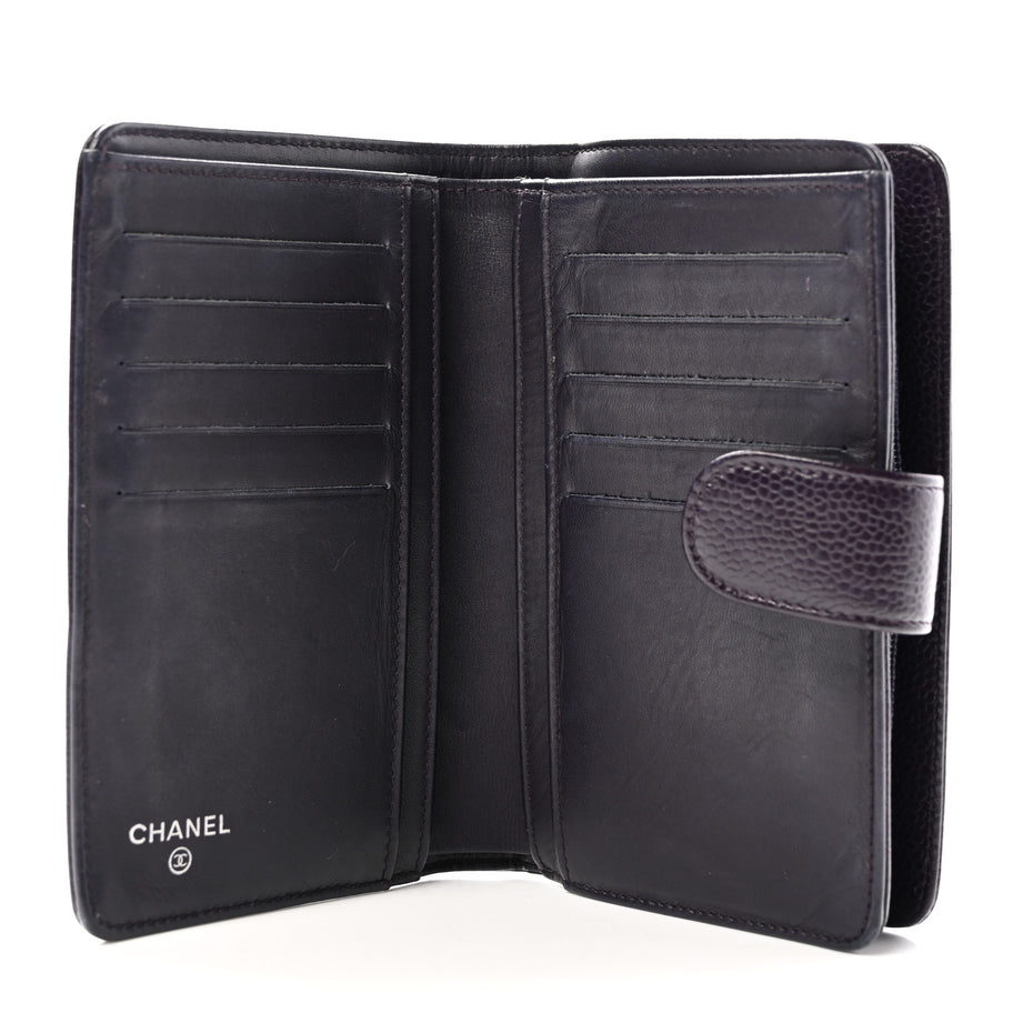 Chanel Caviar Timeless CC Zipped Pocket Wallet Dark Purple Image 5