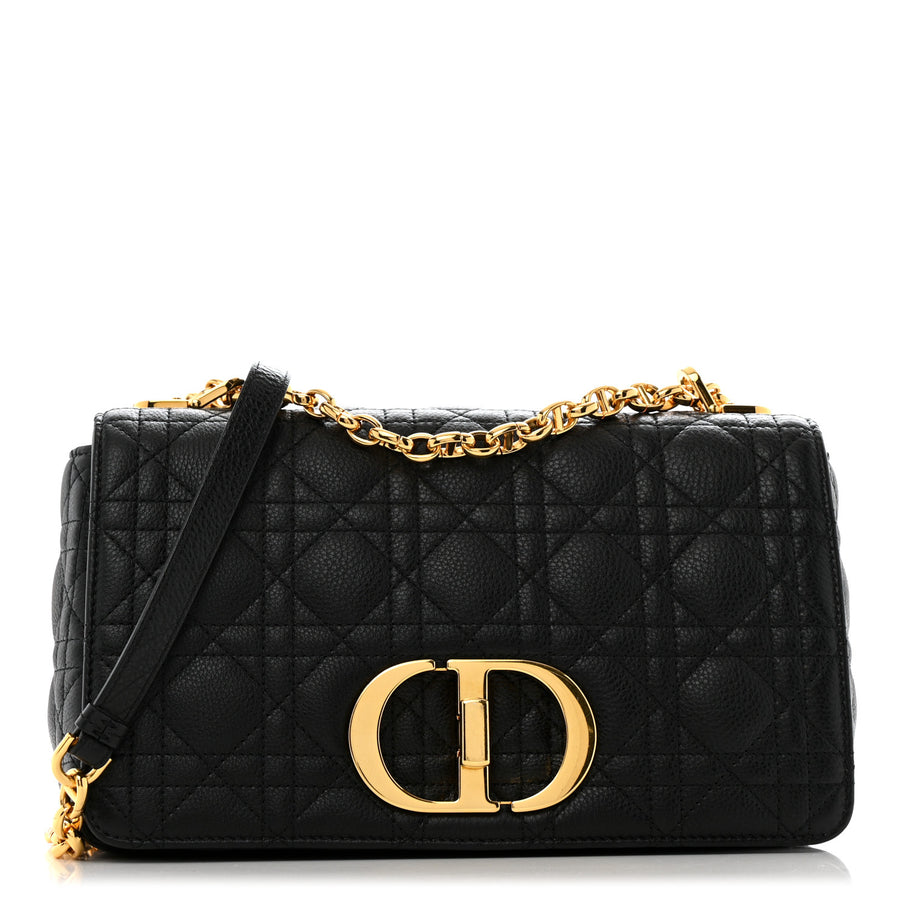 Christian Dior Calfskin Cannage Medium Caro Bag Black Image 1