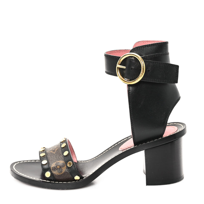  Louis Vuitton Calfskin Monogram Passenger Sandals Black