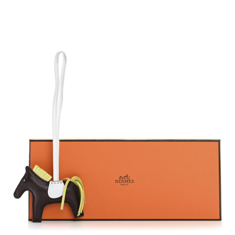 Hermes Milo Lambskin Grigri Rodeo Horse Bag Charm PM Rouge Sellier Jaune Bourgeon Bleu Brume Image 6