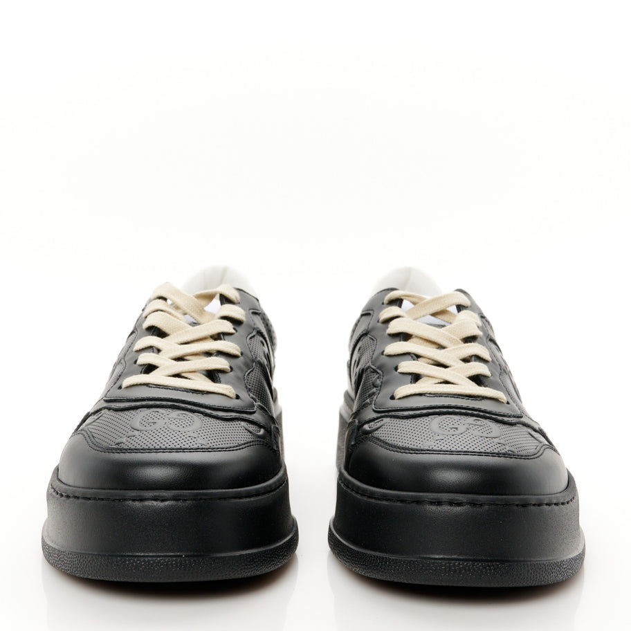 Gucci Calfskin GG Tennis Embossed Perforated Mens Interlocking G 55mm Sneakers 8.5 Black Image 3