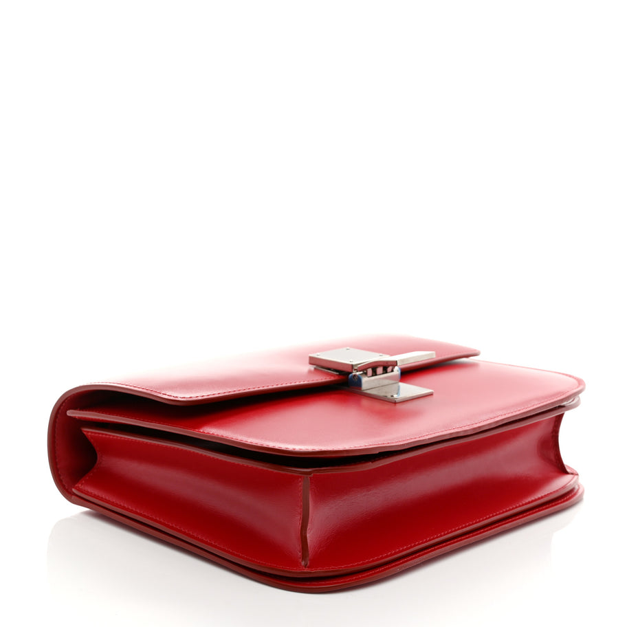 Celine Smooth Calfskin Medium Classic Box Flap Bag Red Image 3