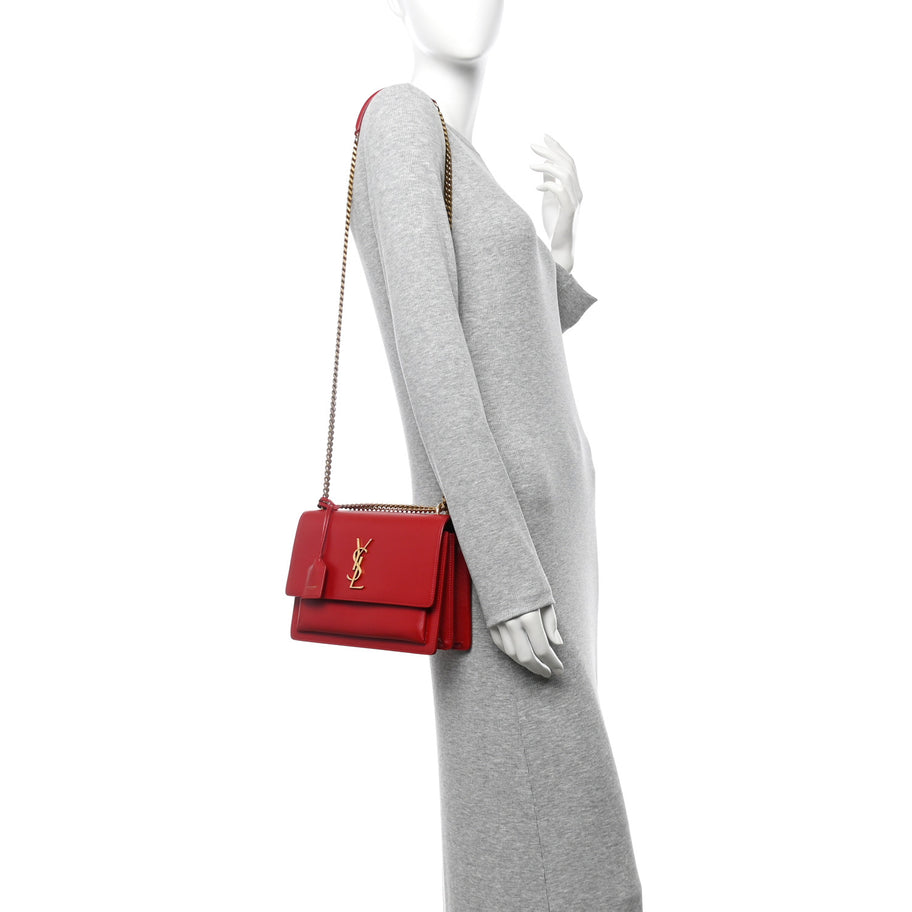 Saint Laurent Calfskin Medium Monogram Sunset Rouge Eros Image 2