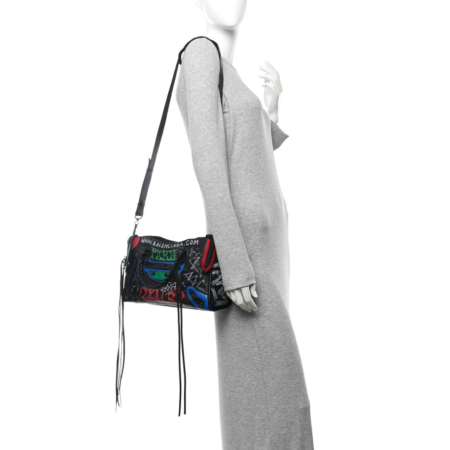 Balenciaga Agneau Graffiti All Over Classic Hardware S City Black Vert Rouge Image 2