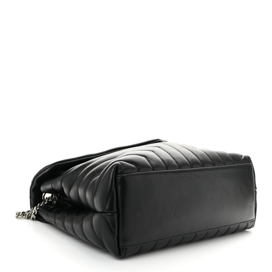 Saint Laurent Calfskin Y Quilted Monogram Medium Loulou Chain Satchel Black Image 4