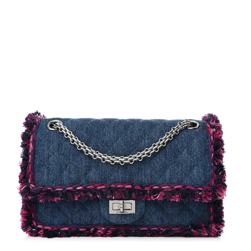  Chanel Denim Tweed 2.55 Reissue 225 Flap Blue Dark Pink
