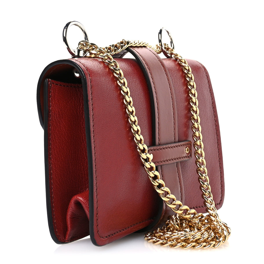 Chloe Shiny Goatskin Calfskin Mini Aby Chain Shoulder Bag Sepia Brown Image 3