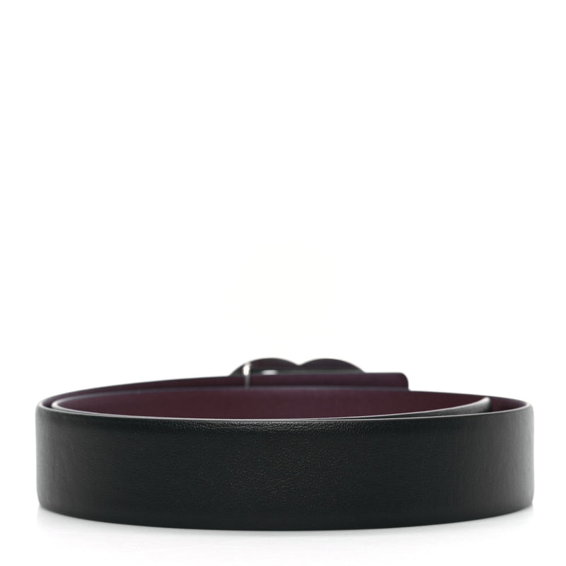  Chanel Calfskin CC Reversible Belt 70 Black Burgundy