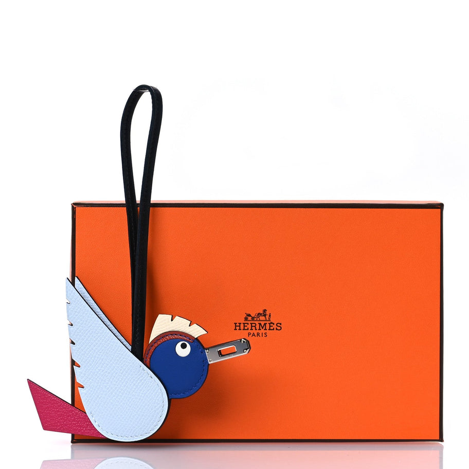 Hermes Epsom Swift Chevre Mysore Birdy Bag Charm Bleu Brume Rose Mexico Bleu Royal Cuivre Nata Black Image 6