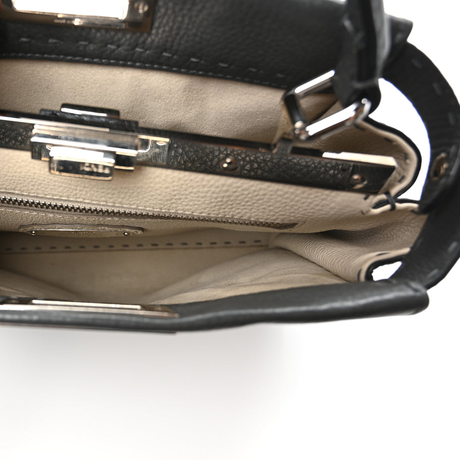 Fendi Cuoio Romano Selleria Bi-Color Medium Peekaboo Iconic Satchel Asfalto Latte Image 5