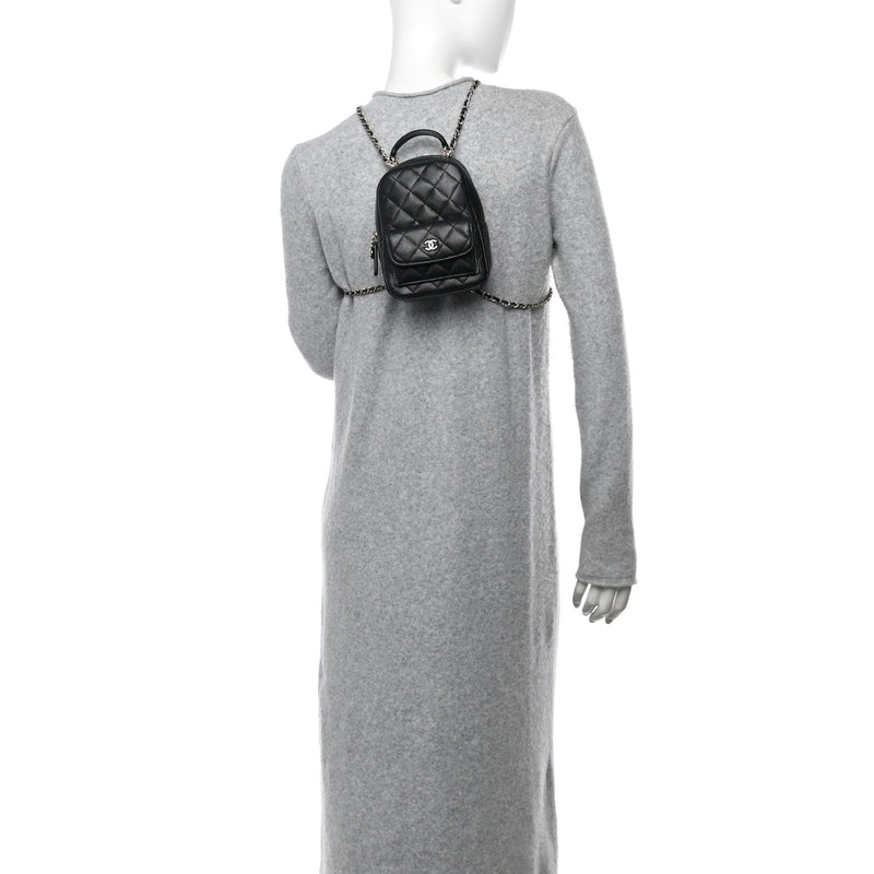  Chanel Caviar Quilted CC Mini Classic Backpack Black