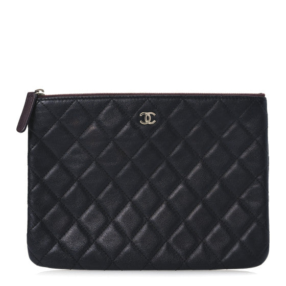  Chanel Lambskin Quilted Medium Cosmetic Case Black