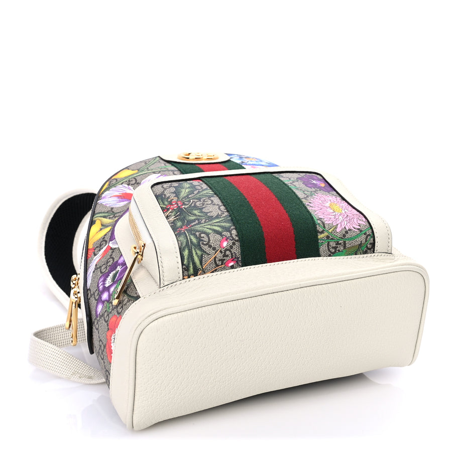 Gucci GG Supreme Monogram Flora Web Small Ophidia Day Backpack White Image 3