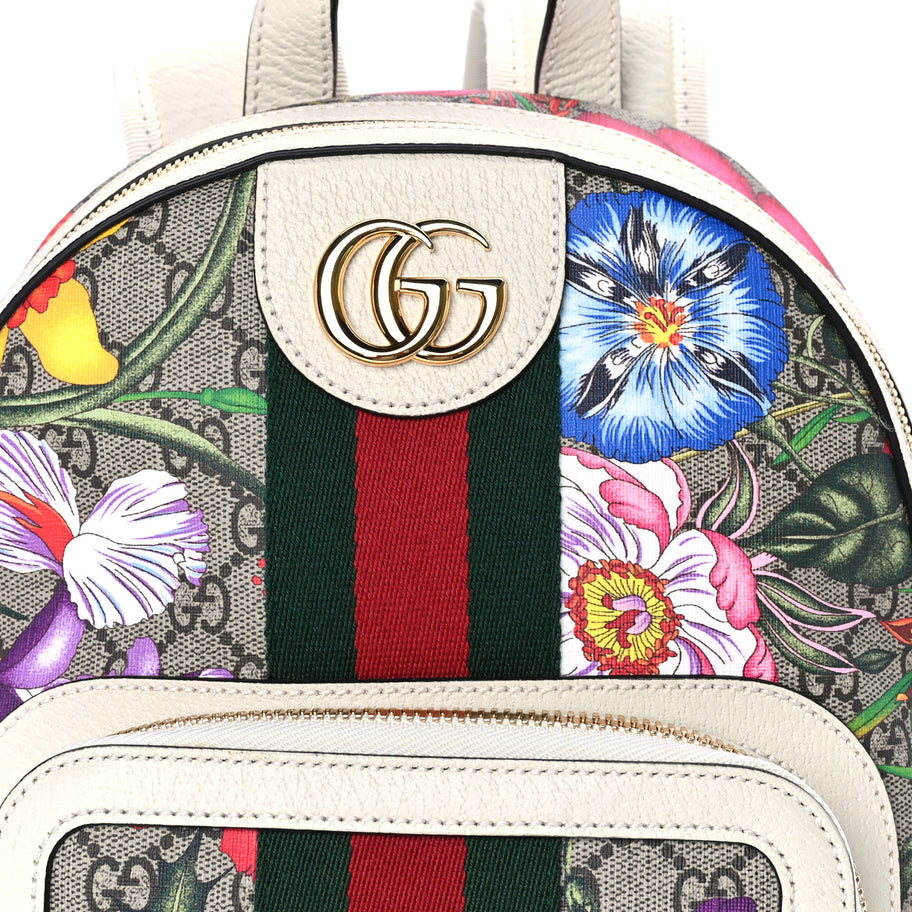 Gucci GG Supreme Monogram Flora Web Small Ophidia Day Backpack White Image 6