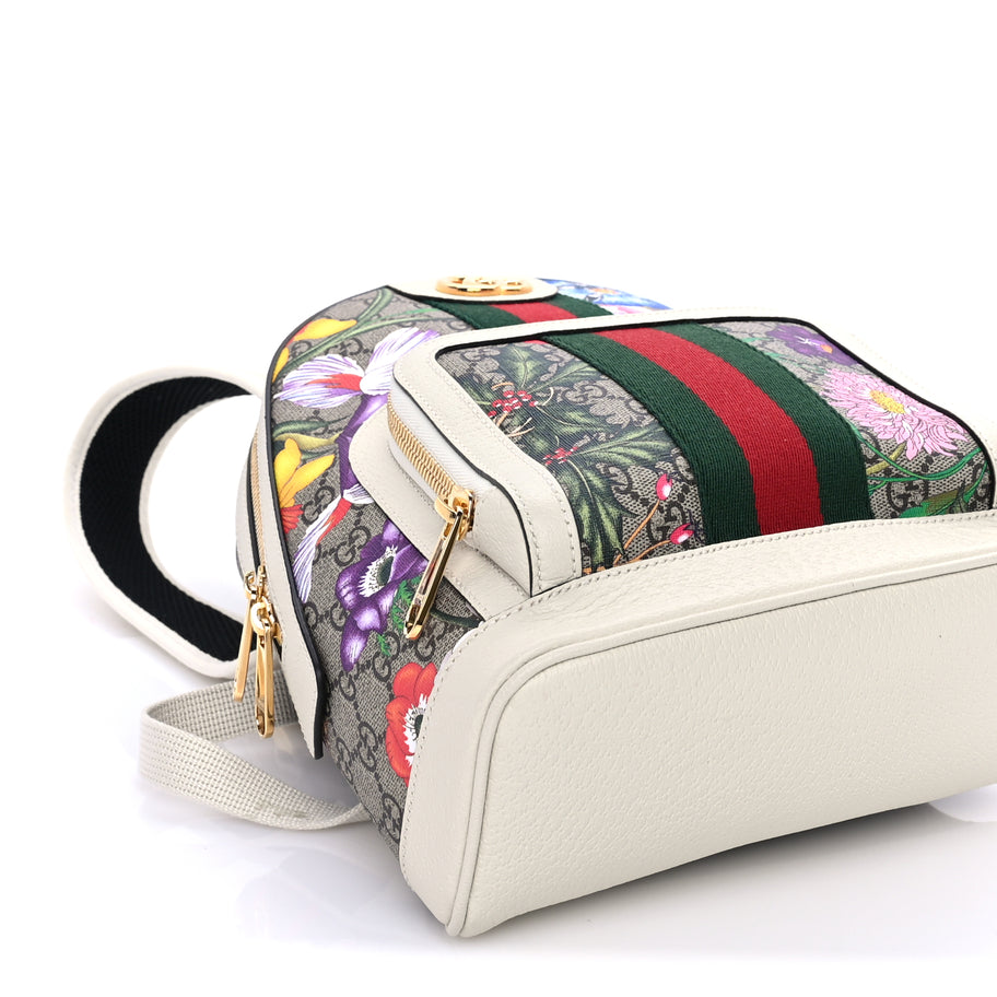 Gucci GG Supreme Monogram Flora Web Small Ophidia Day Backpack White Image 7
