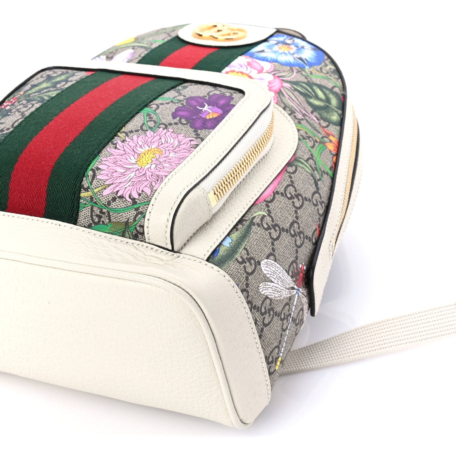 Gucci GG Supreme Monogram Flora Web Small Ophidia Day Backpack White Image 8