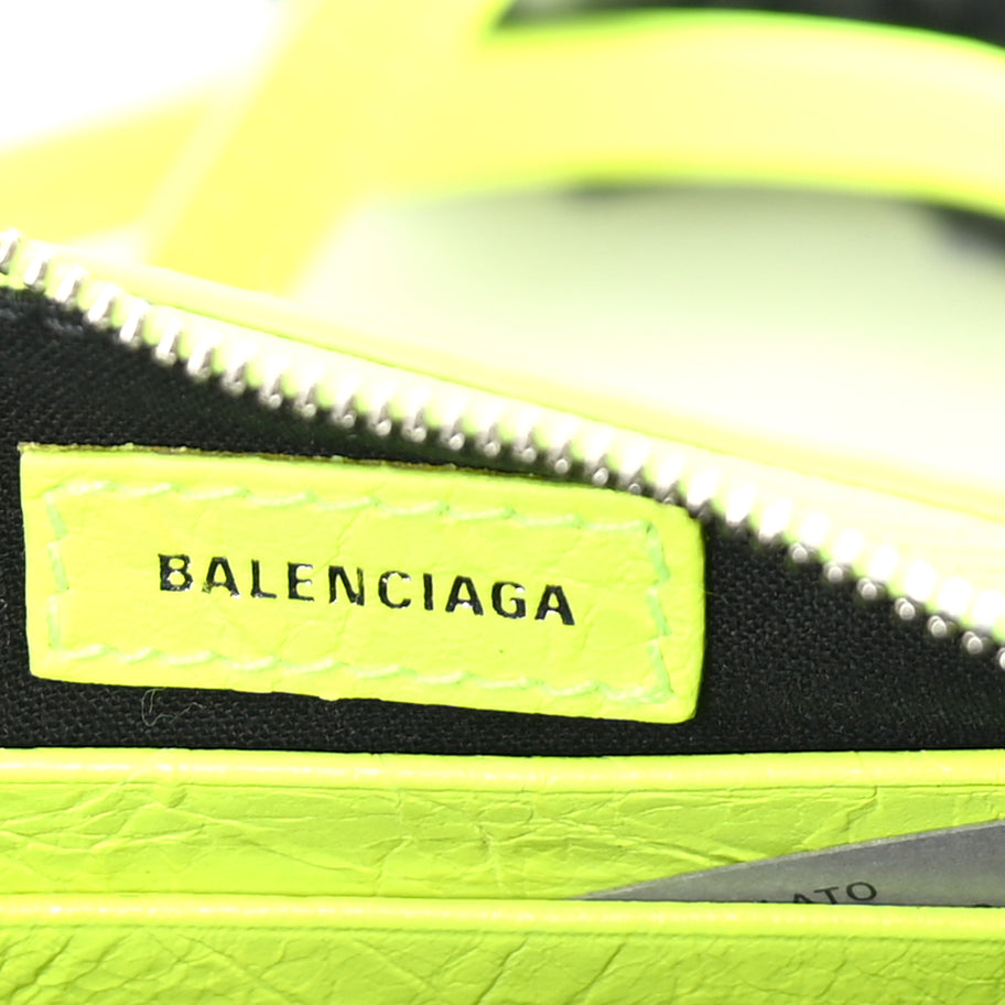 Balenciaga Agneau Arena Le Cagole Mini Purse With Chain Fluo Yellow Image 5