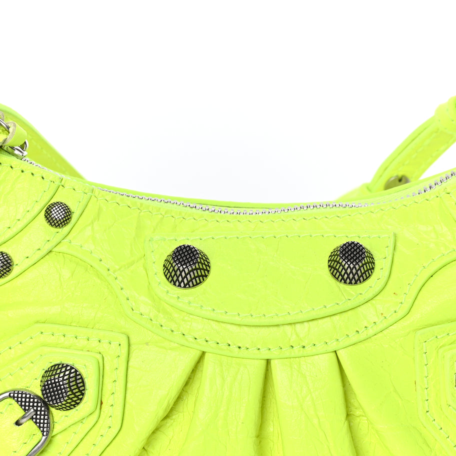 Balenciaga Agneau Arena Le Cagole Mini Purse With Chain Fluo Yellow Image 6