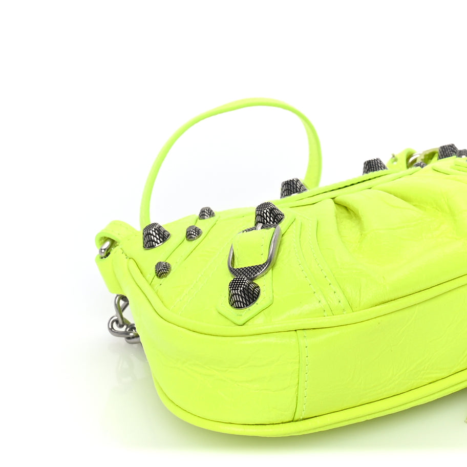 Balenciaga Agneau Arena Le Cagole Mini Purse With Chain Fluo Yellow Image 7