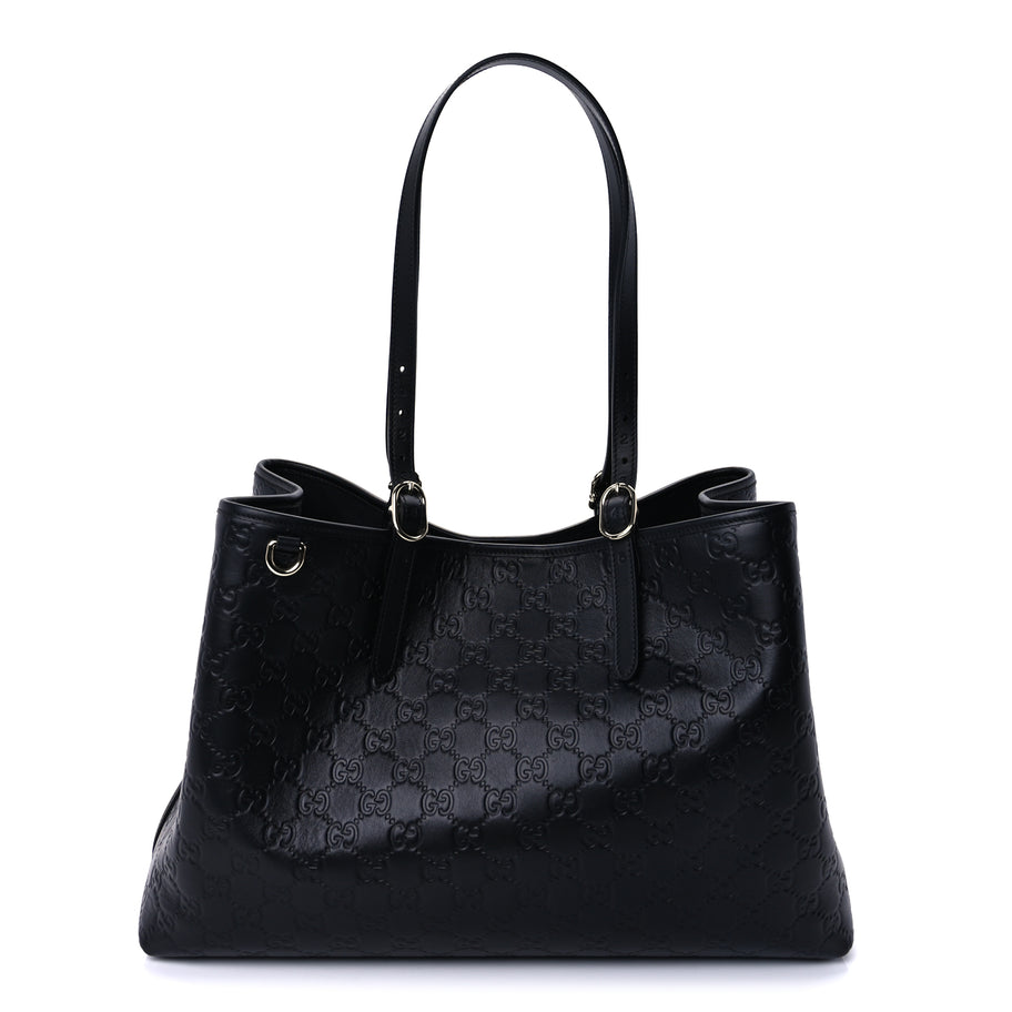 Gucci GG Calfskin Embossed Calfskin Large Tote Bag  Black Image 1
