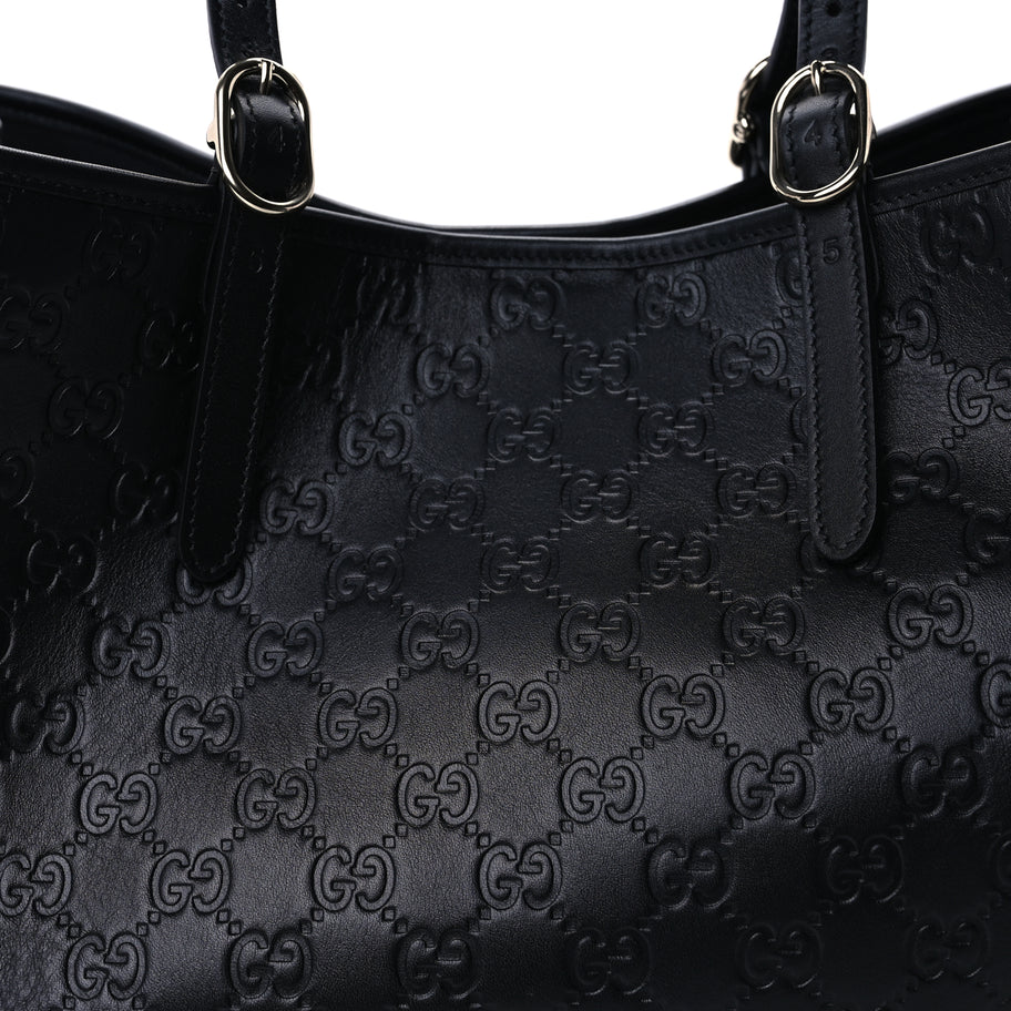 Gucci GG Calfskin Embossed Calfskin Large Tote Bag  Black Image 6