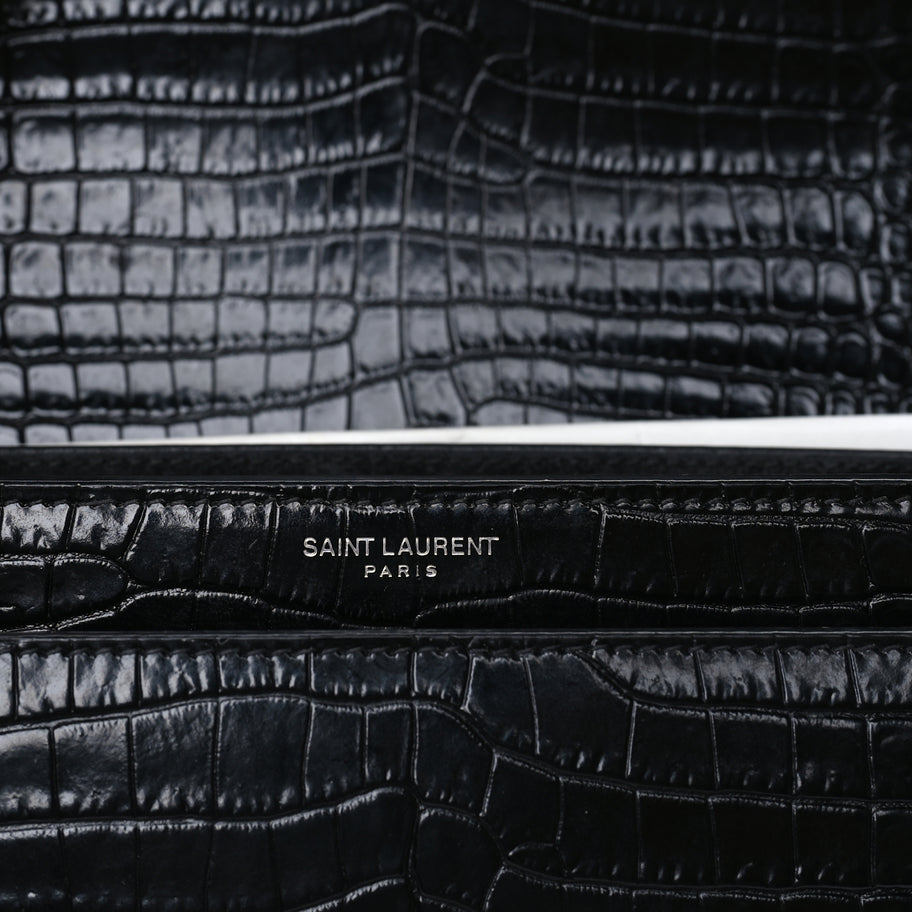 Saint Laurent Calfskin Crocodile Embossed Medium Monogram Sunset Black Image 4