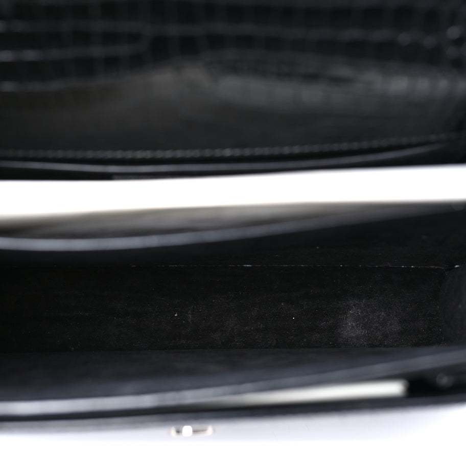 Saint Laurent Calfskin Crocodile Embossed Medium Monogram Sunset Black Image 5