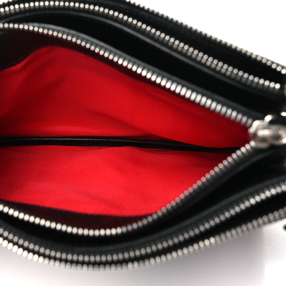 Celine Shiny Textured Calfskin Trio Crossbody Bag Black Image 6